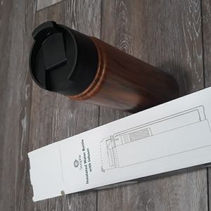 Sivaphe wood look stainless steel water bottle with infuser. NWOT. 17 oz